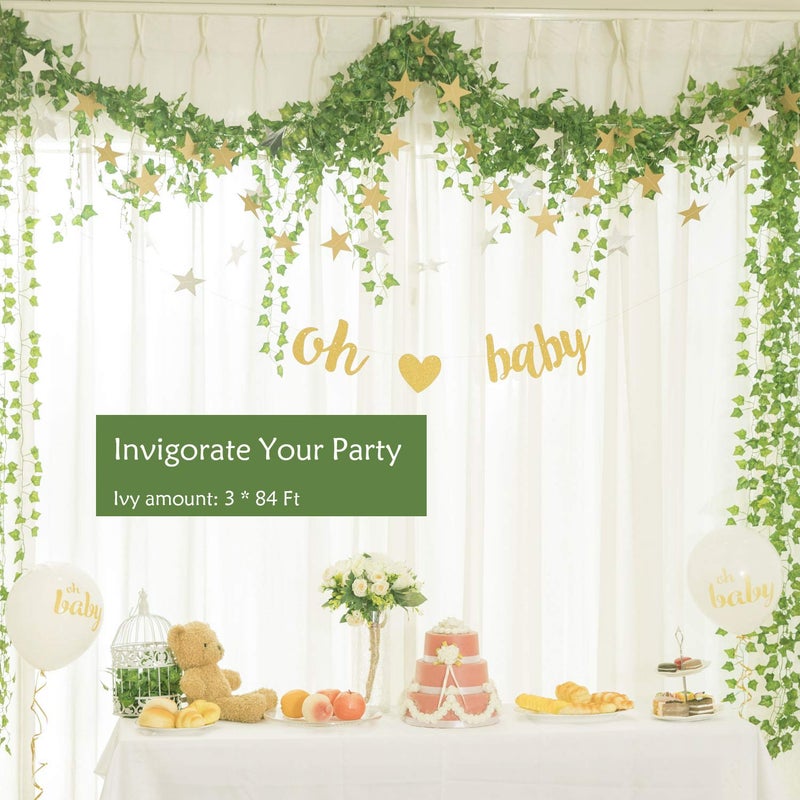 Naidiler 84 Ft 12 Strands Fake Ivy Leaves Artificial Ivy Garland Greenery Decor Faux Green Hanging Plant Vine for Wall Party Wedding Room Home Kitchen Indoor & Outdoor Decoration - Image 3